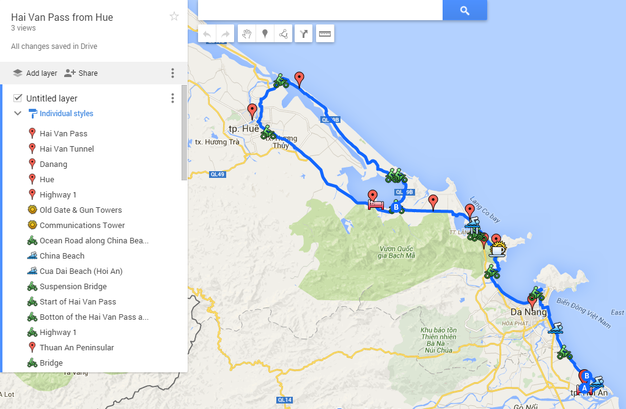 mapa Hai Van Pass na motorce mapa Hai Van Pass na motorce